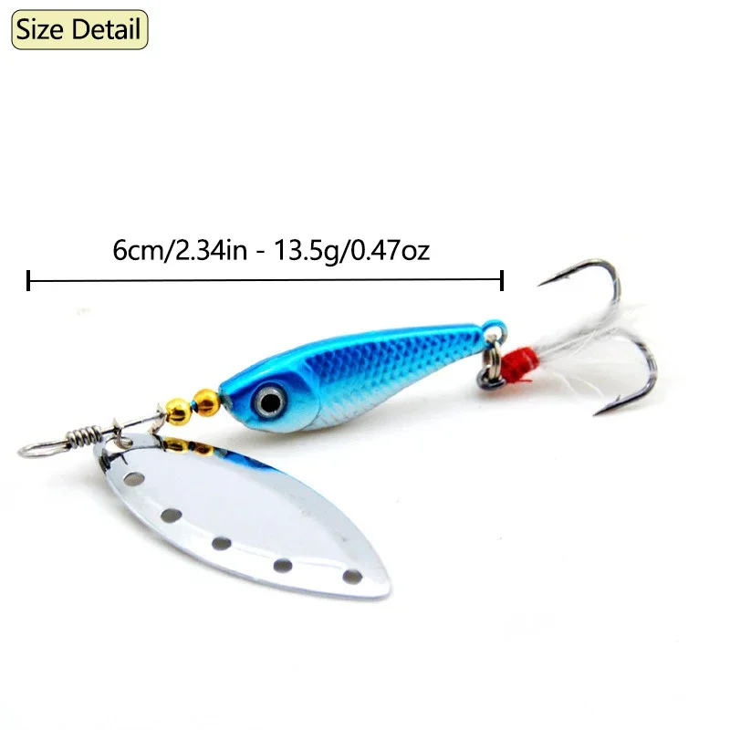 Cuchara metálica 13g con anzuelos triples – Señuelo wobbler para spinning - imagen 3