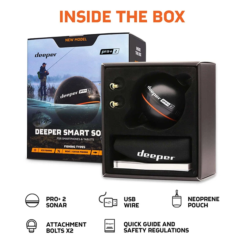 Deeper PRO Plus 2,0 buscador de peces Castable y portátil, WiFi, buscador de profundidad para Kayaks, barcos en tierra, pesca en hielo/Sonar inteligente - imagen 2