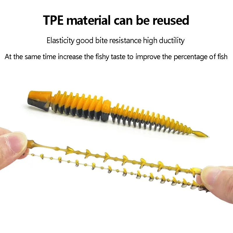 Cola de Pintail de agua flotante de segunda generación, gusano suave, Material TPE biónico, cebo Luya negro, 7cm/1,66g - imagen 2