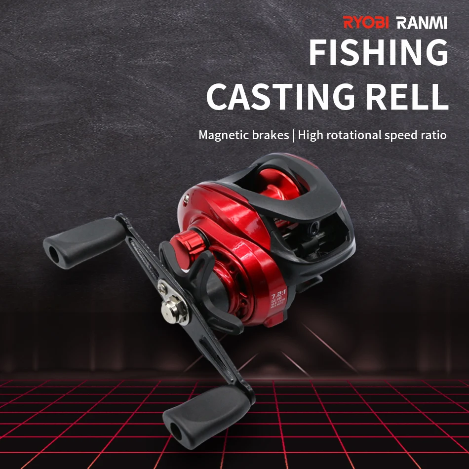 RYOBI-carrete de Baitcasting RANMI SV, Carretes de pesca de agua dulce y salada, arrastre máximo 7,2: 1, 8KG, ligero - imagen 4