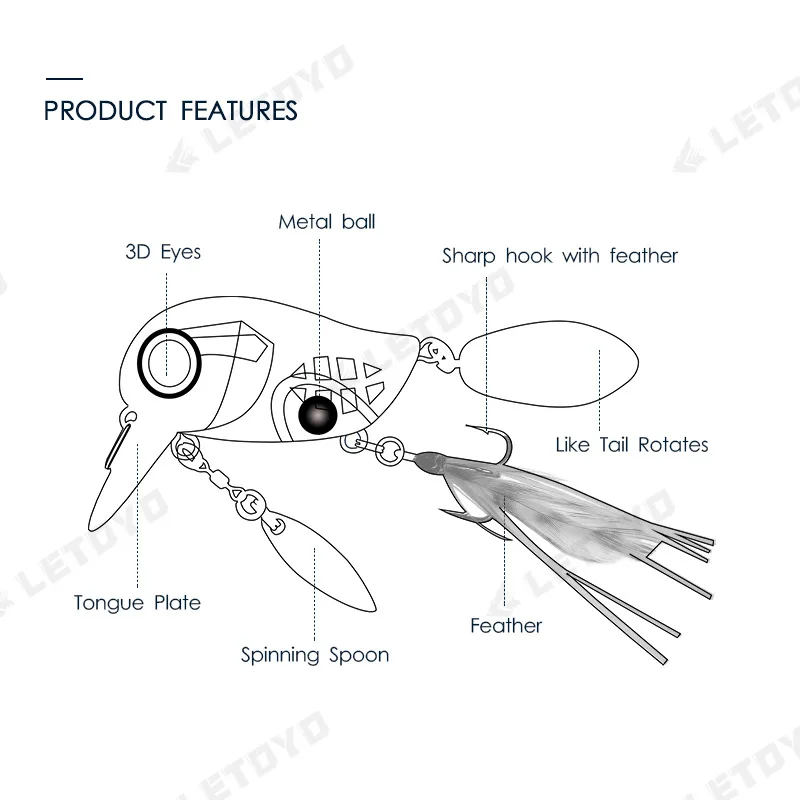 Micro Tappy Señuelos de Pesca con micropañal, cebos duros artificiales con manivela, Wobblers, placa de lengua, cuchara giratoria con pluma, cebo para trucha y de lengüeta de cigüeñal Wobblers Poisson truite Appât - imagen 5