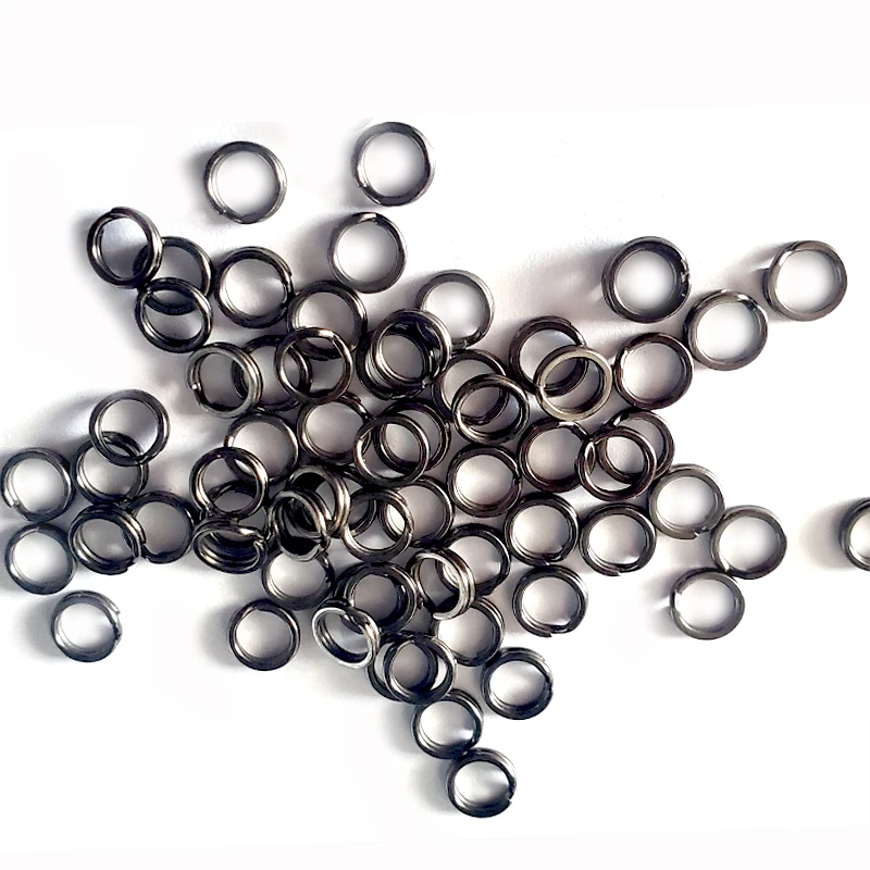 TAKEDO 100 unids/bolsa, recién llegado, matraz de níquel negro, doble anillo dividido, accesorios de pesca de acero inoxidable, conector, Señuelos de Pesca - imagen 2