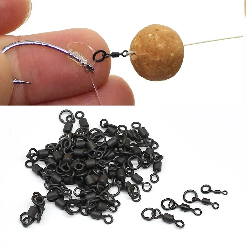 MNFT 50 Uds Micro Flexi gancho giratorio 4 tamaños, Mini anillo de pesca de carpa gancho giratorio, accesorios de aparejos de pesca terminales - imagen 5