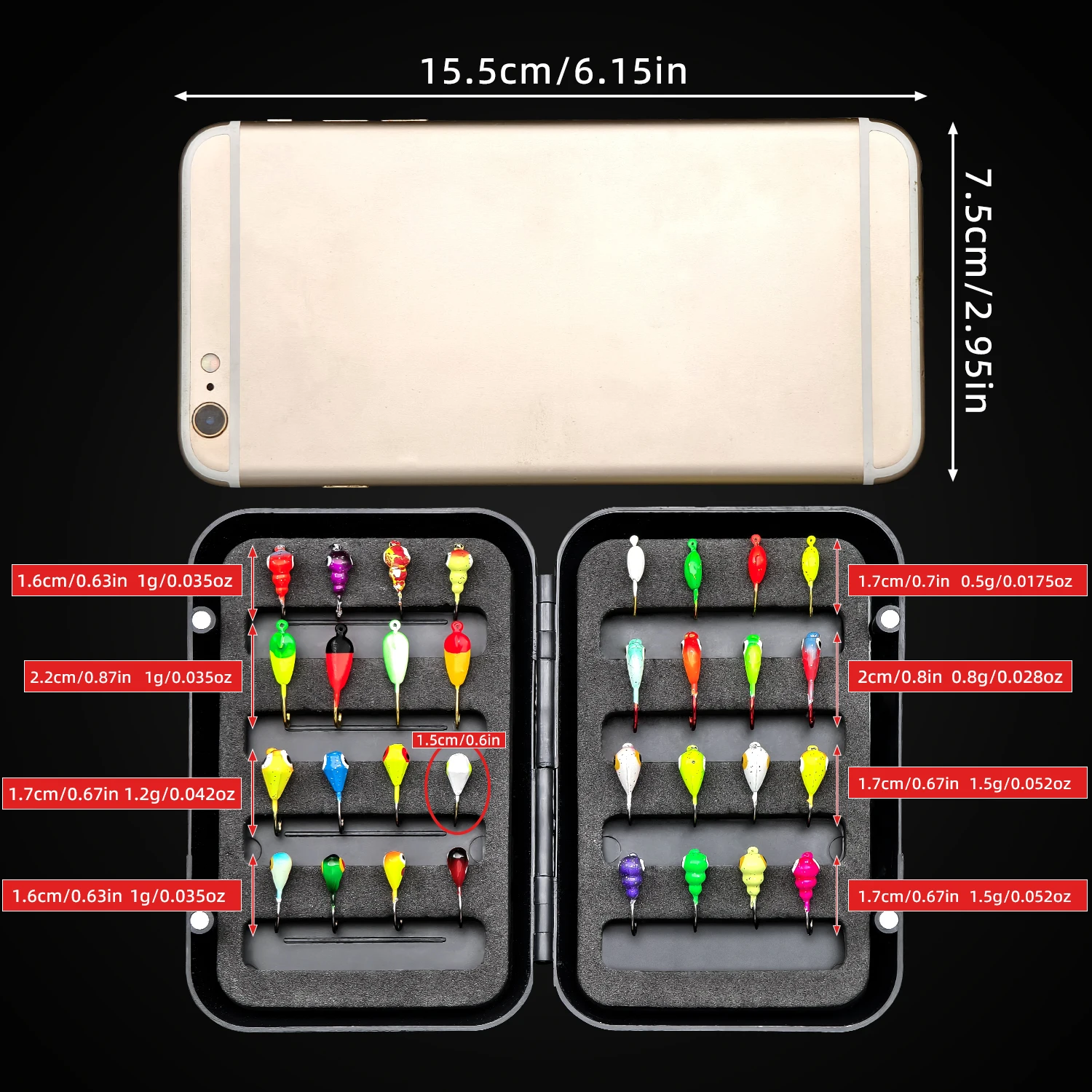 ANFS Señuelos de pesca en hielo, plantillas de pesca en hielo, equipo de pesca en hielo, Señuelos y plantillas duras, Kit de pesca en hielo Walleye, 8 Uds./32 Uds. - imagen 5