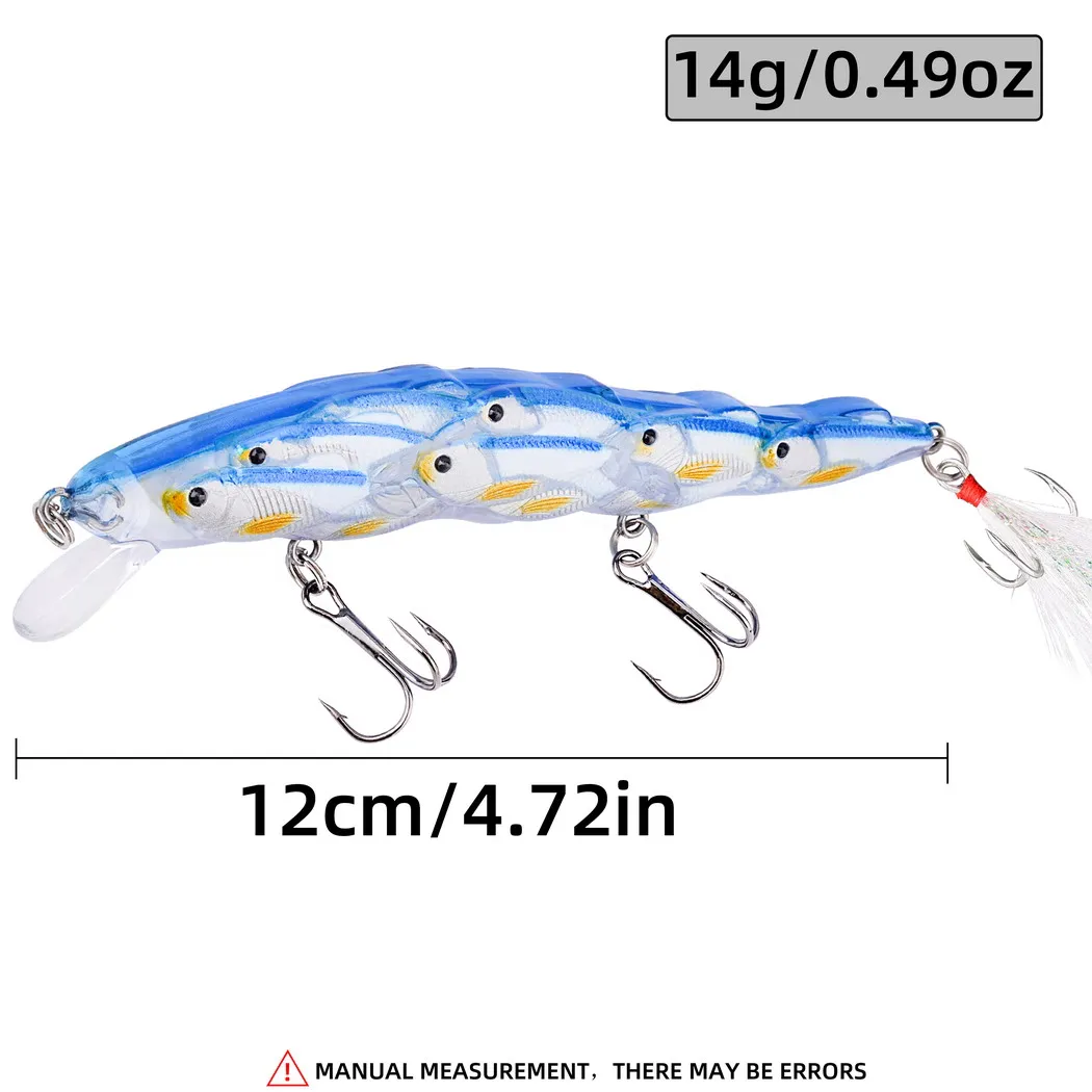 Nuevo Señuelo de pesca Wobbler, 14g, 12cm, perca, trucha, accesorios de superficie de plumas, cebo duro Artificial, lubina, pececillo, Crankbait - imagen 3