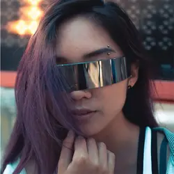 Gafas de sol polarizadas retro sin montura, protección UV punk