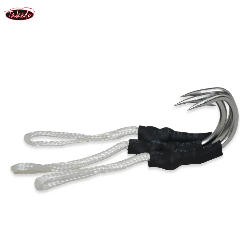TAKEDO 3PCS/BAG 4—10 #   Anzuelo de pesca, anzuelos de asistencia de acero rico en carbono, alambre trenzado de PE con anzuelo de púas, anzuelo de Jigging - imagen 2