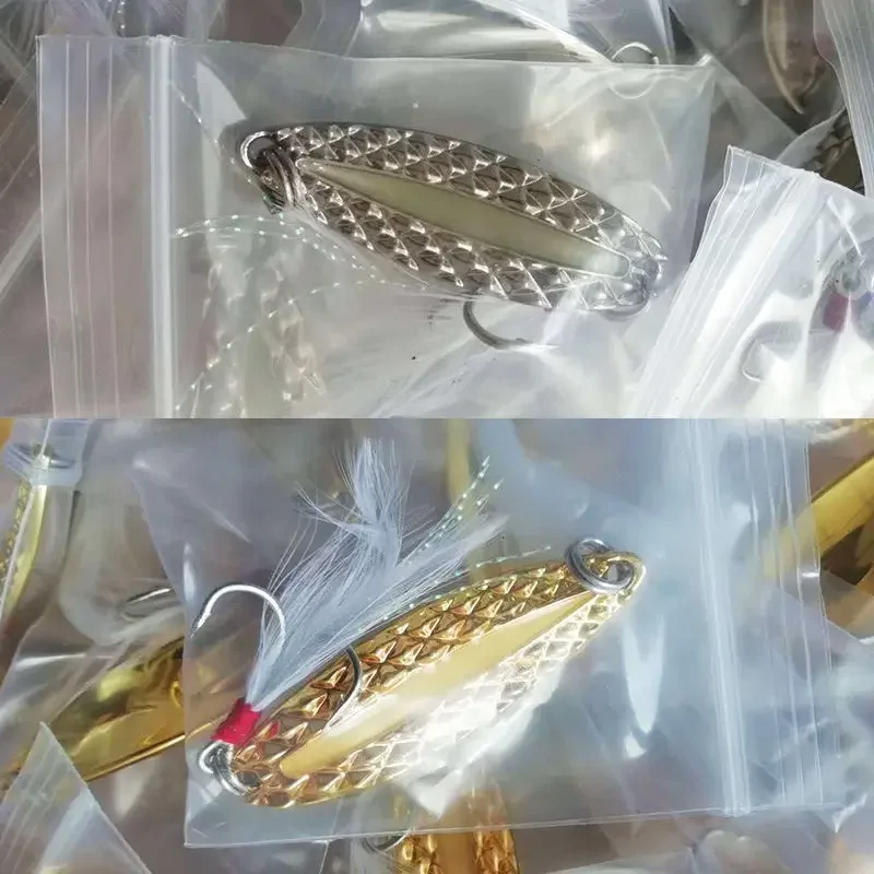 Señuelo de pesca con cuchara giratoria de Metal, cebo duro de 7g, 10g, 15g, ruido luminoso, Paillette, cebos artificiales, trucha de lentejuelas pequeñas, 1 ud.