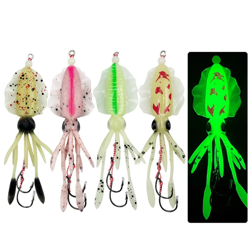 Cebo de calamar suave de 15cm, señuelo de pesca con curricán, cabeza de pulpo, plantilla de calamar UV luminosa para pesca en barco de aguas profundas, cebo Wobblers