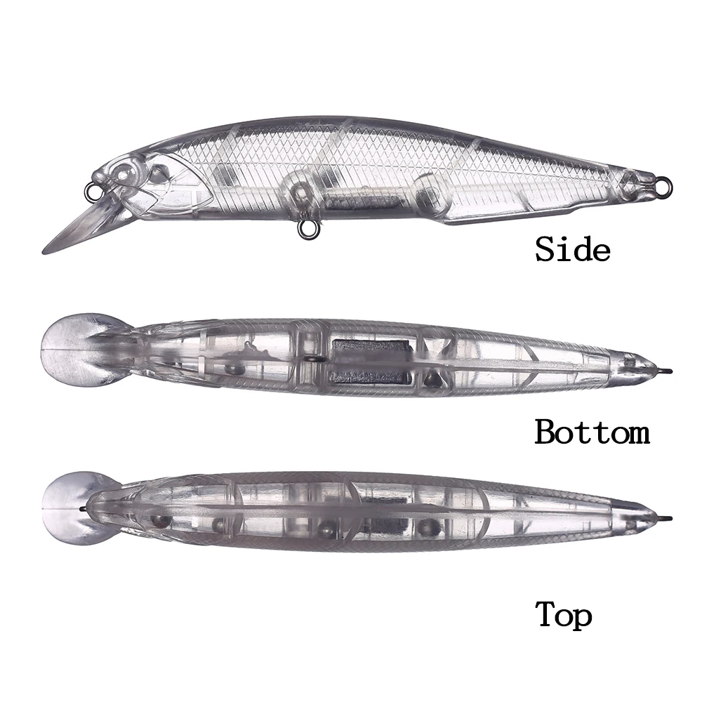 Chan'sHuang-Cebo en blanco sin pintar, cascabeles flotantes transparentes de 11cm/12g, piscardo, aparejo de señuelo de pesca Artificial hecho a mano - imagen 3