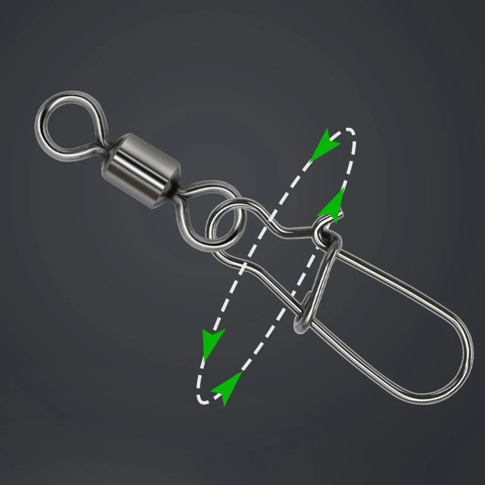 DNDYUJU 50 Uds conector de pesca de acero inoxidable Pin rodamiento giratorio Snap in Box accesorios de aparejos de pesca para señuelo gancho - imagen 3