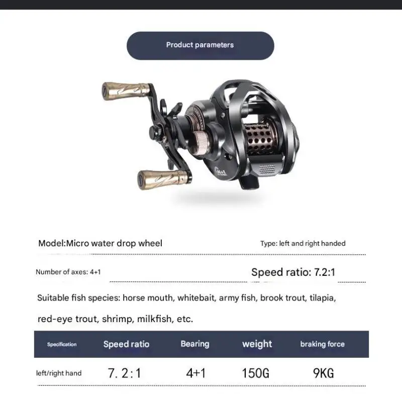 Carrete de lanzamiento Mvallos JIANIN 4 + 1 rodamientos de acero inoxidable relación de velocidad 7,2: 1 fuerte fuerza de frenado carrete de fundición ligera de 9kg - imagen 4