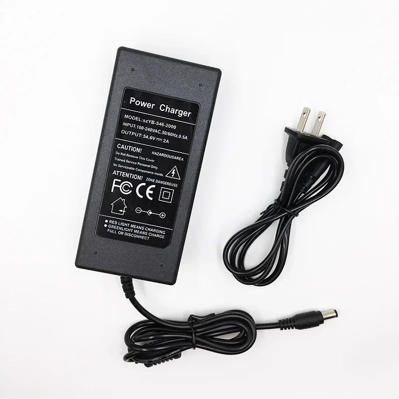 Cargador de batería de litio de 54,6 V 2A, cargador de bicicleta eléctrica para batería de iones de litio 13S 48V, cargador de enchufe UE/EE. UU. de alta calidad - imagen 5