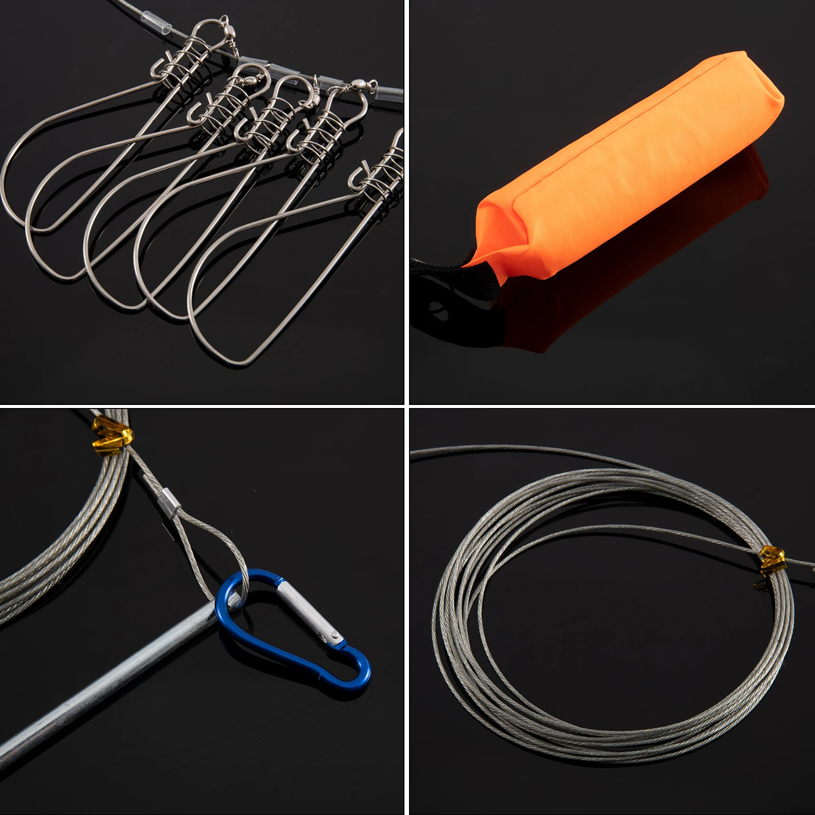 Goture-cierre de acero inoxidable para peces vivos, Clip de cuerda de alambre para peces grandes con flotador y mango de plástico - imagen 3