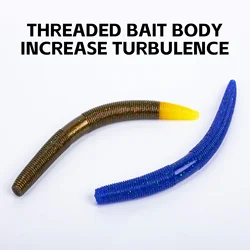 Goture 24 unids/set cebo blando de gusano 13,5 cm 5,3 pulgadas cebo de cola de hundimiento lento desgarradura realista pesca Artificial señuelos blandos Wobblers
