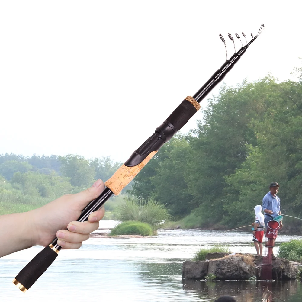 JOSBY-caña de pescar de fibra de carbono, caña de pescar telescópica portátil de bolsillo supercorta, 1,8 m, 2,1 m, 2,4 m, 1,6 m - imagen 5