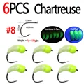 6pcs Chartreuse Sz8