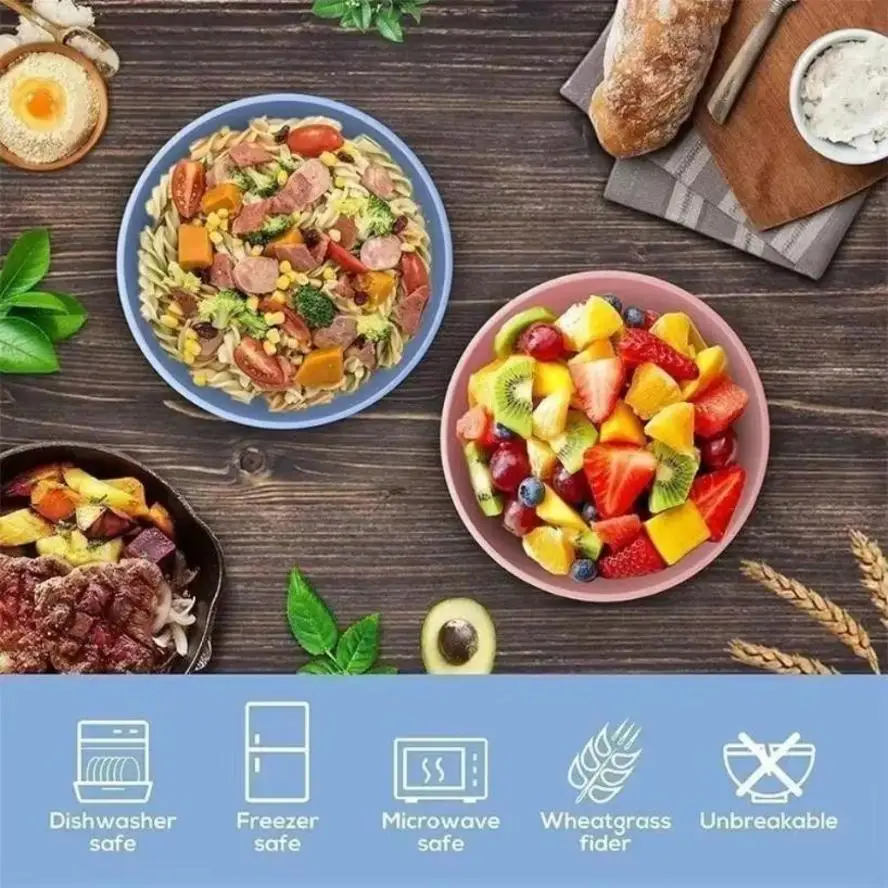 Cuenco de sopa de plástico y paja de trigo para hogar