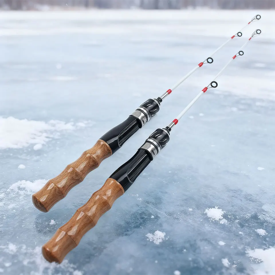 Caña de pescar en hielo, punta de caña con alto contenido de carbono: atrapa picaduras pequeñas en segundos. El cuerpo resistente resiste a la flexión, se adapta a todos los peces de hielo comunes. - imagen 2