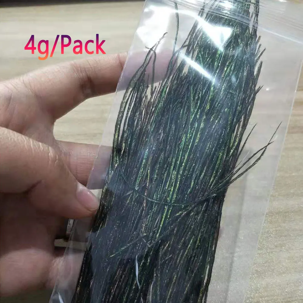 Bimoo-Serpentinas de ninfas húmedas y secas, Material de atado de moscas, Señuelos de Pesca de trucha, pluma de pavo real Natural, 10-18cm, 2 paquetes - imagen 5