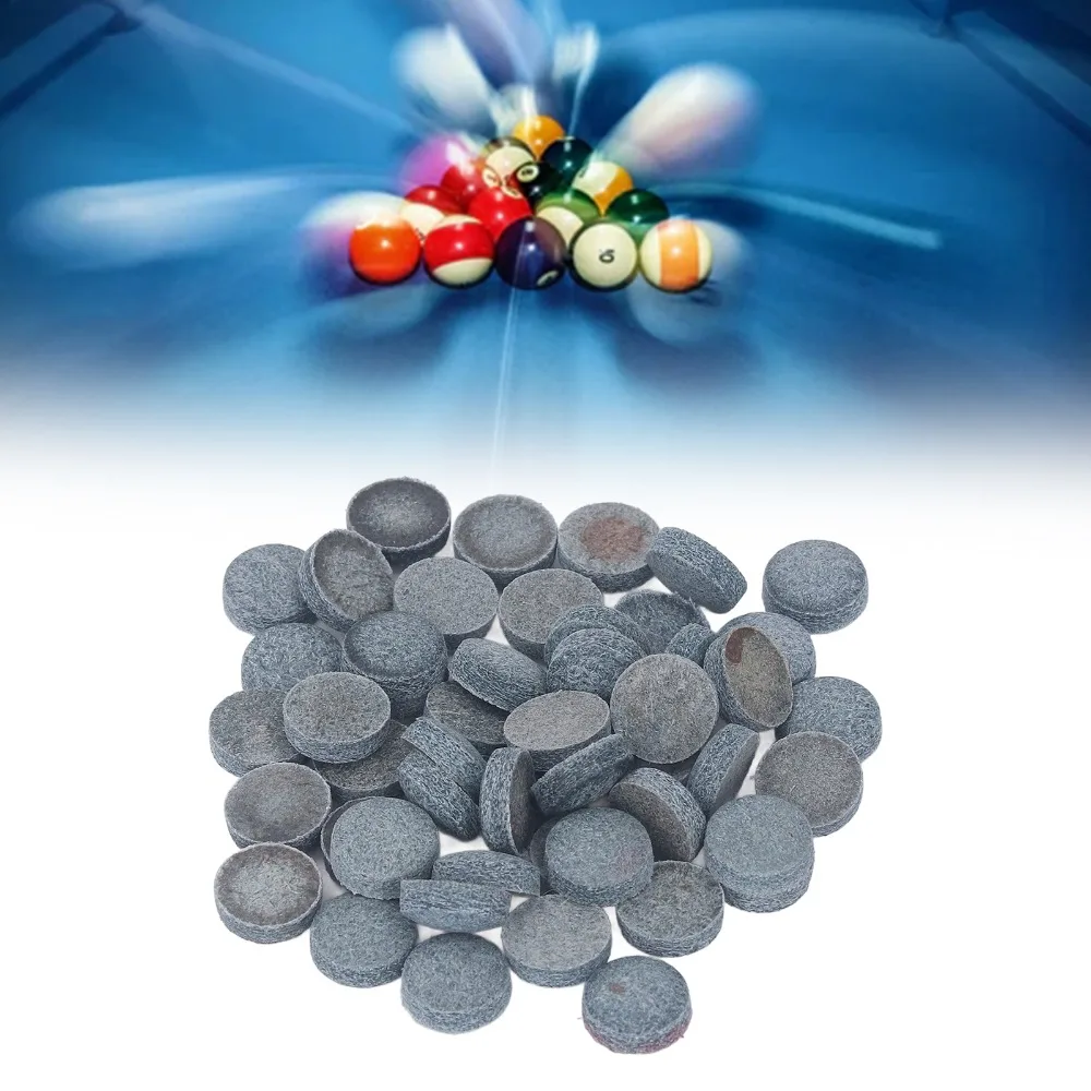 50 Uds. Caja de almacenamiento de puntas de tacos de billar de cuero, puntas de tacos de billar adhesivas, repuesto de varios tamaños, tacos de billar