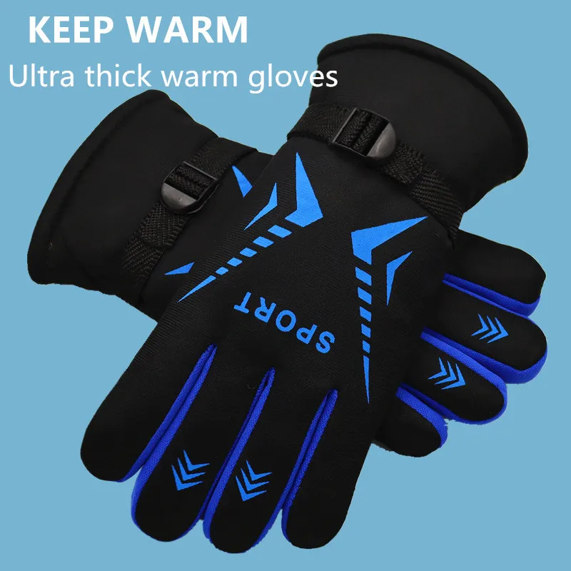 Guantes deportivos al aire libre para hombre en invierno, ciclismo cálido y de felpa, guantes gruesos resistentes al viento y de pesca para evitar el frío