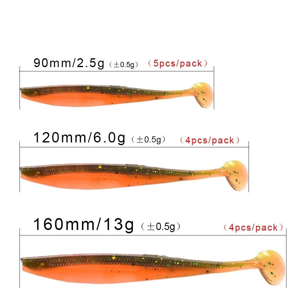 NGB-cebo de silicona con olor, 9/12/16cm, señuelo de pesca suave, 4-5 Uds., Wobblers artificiales de gusano, cola en T, Jigging, cebo de pesca, Lucio - imagen 2