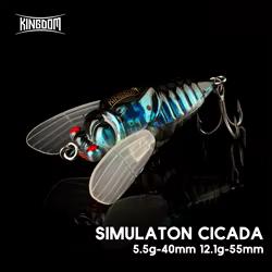 Señuelos de pesca flotantes Kingdom Topwater 40mm 55mm simulación cigarra cebo duro agua salada insecto biónico columpio Wobbler señuelo de pesca