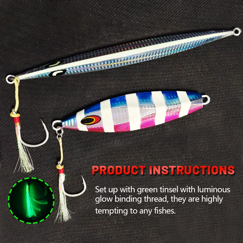 OBSESSION HK002 10 piezas Kevlar línea 1/0-5/0 gancho de Jigging de asistencia única hilo de acero alto en carbono plantilla de plumas anzuelos de Pesca luminosos - imagen 5