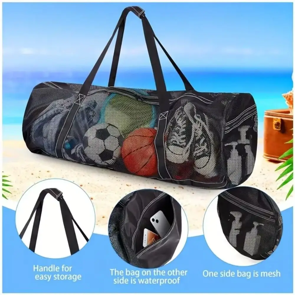 Bolsa de buceo de malla de gran capacidad, estuche de almacenamiento, bolsa de lona, bolsa de gimnasio para natación, bolsa plegable de nailon para surf y snorkel, deportes acuáticos - imagen 3