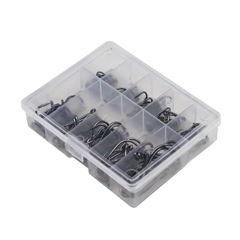 Juego de Iseni de tubo en caja de 100 Uds con anzuelo de pesca con agujero, anzuelos Iseama con anzuelo de punta de águila con púas No. 3-12 Juego combinado de herramientas para ojos - imagen 2