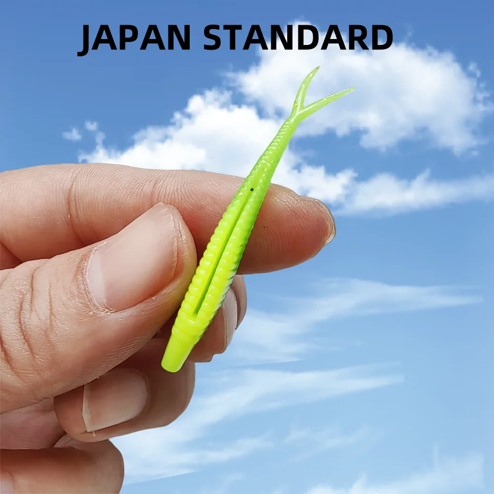 10 Uds. Señuelos blandos de pesca, cebos de plástico de 5cm/6cm/7cm, cola de paleta bifurcada realista, Swimbaits de pesca para aparejos de agua dulce - imagen 2