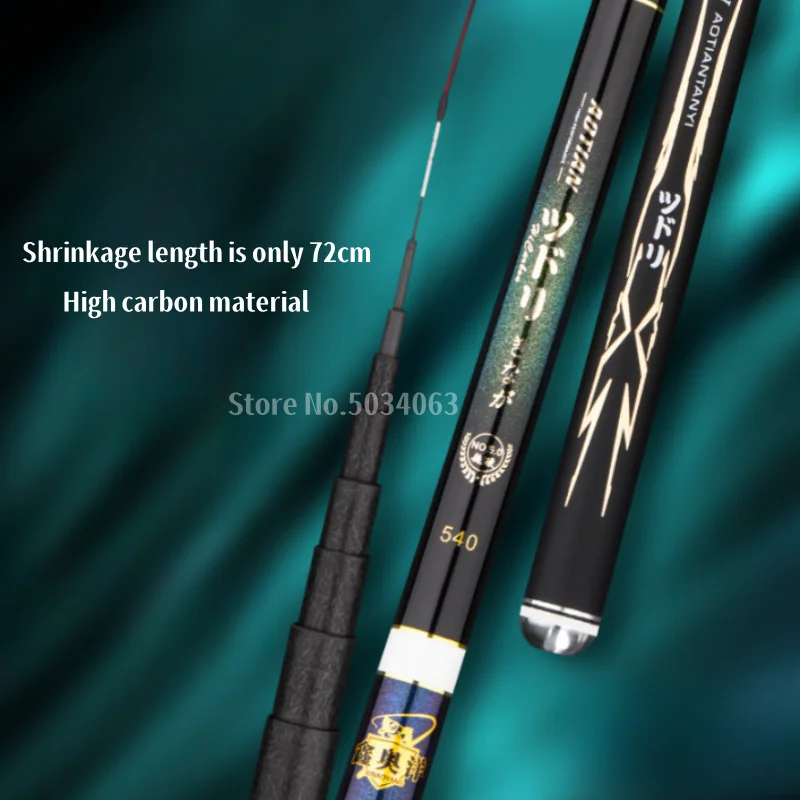 Caña de corriente telescópica 3,6 m-8,1 m, depósito de carbono, caña de pescar para estanque, pescado de mano de fibra dura súper ligero - imagen 3
