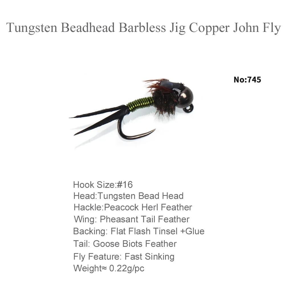 Cabeza de cuentas de tungsteno, anzuelo de Ninfa, oreja de liebre, cobre, John CDC, Mosca, trucha, percha de acero, gris, moscas de pesca - imagen 3