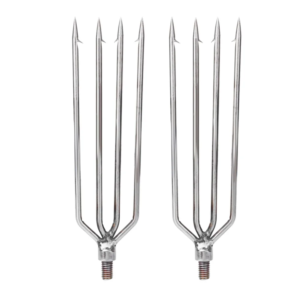 Arpón de acero inoxidable con 4 puntas, arpón de pesca con tornillo de 8mm, lanza de pesca con púas de alta dureza, captura de peces grandes, 2 uds.
