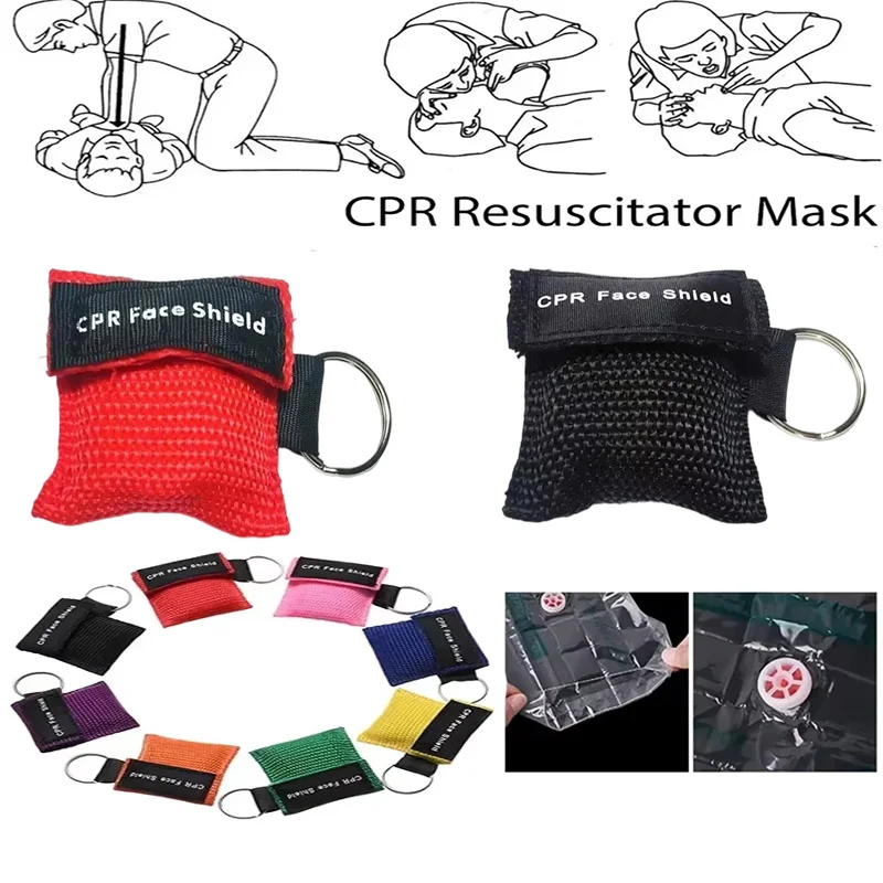 Herramientas de cuidado de la salud de rescate al aire libre, máscara de resucitador de chorro, llavero, protección facial de emergencia de primeros auxilios, máscara profesional CPR, 1 Uds.