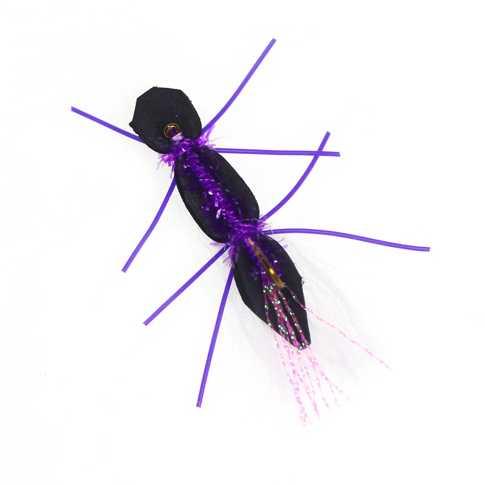 Wifreo-SEÑUELOS DE pesca con mosca de chenilla, 6 piezas, rechoncho, patas de goma, cuerpo de espuma negra, púrpura, hielo, vientre seco, trucha - imagen 5