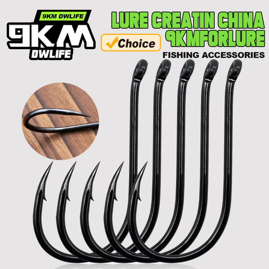 Anzuelo Jigging 9KM – Acero carbono negro para carpa con púas - imagen 2