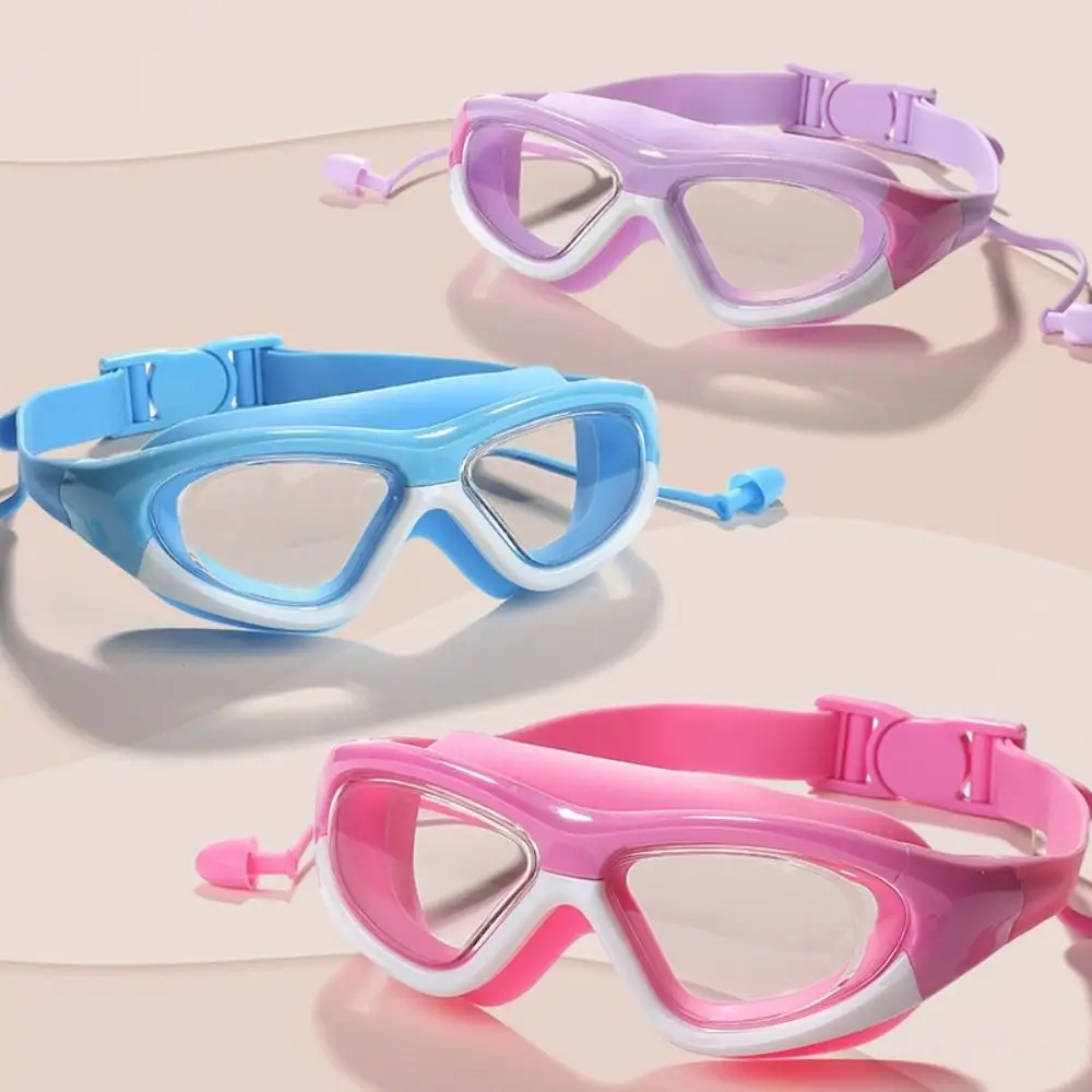 Gorro de natación impermeable para niños, protección para el cabello con visión clara, gafas de natación, gorros de natación antivaho cómodos para niños