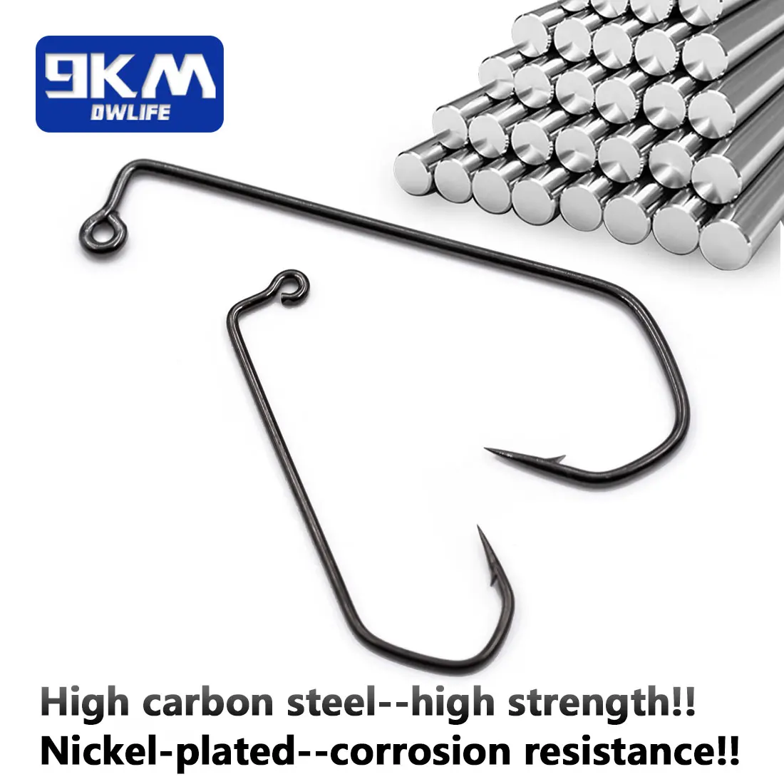 Ganchos de plantilla de 90 grados, 9KM, 25 uds., anzuelo de cabeza de plantilla de vástago largo, anzuelo de pesca bárbaro Aberdeen, aparejos de pesca de agua salada - imagen 3