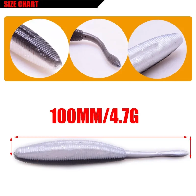 Señuelo de pesca Shad, 6 uds., Easy Shiner, Jigging Wobblers, 10cm, 4,7g, cebo suave, paleta de pesca de carpa, señuelos de silicona de una sola cola - imagen 2
