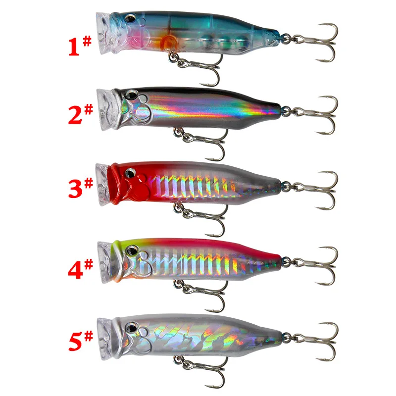 Señuelo de pesca flotante Popper Wobbler con 6 #   Ganchos 6,5 cm 10g Crankbait cebo Artificial Poper Pesca carpa Pike Bait - imagen 2