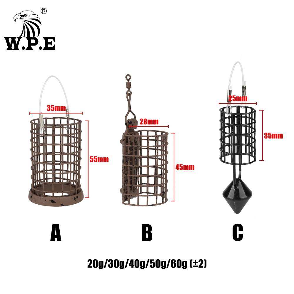 W.P.E-alimentador de método de pesca de carpa, 1 piezas, jaula de alambre de acero, cebo de 20g-60g, aparejo de pelo de pez de carpa de Europa, alimentador de carpa, accesorios de aparejos de pesca - imagen 2