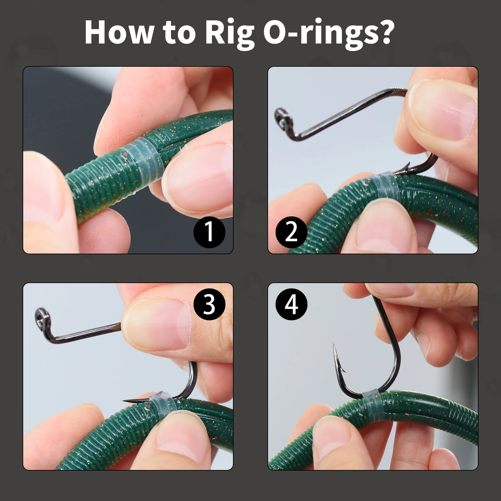 9KM 200 ~ 210 Uds. Anillos de gusanos locos para aparejos locos Senkos, gusanos adhesivos de plástico suave, juntas tóricas protectoras de cebo de silicona - imagen 5