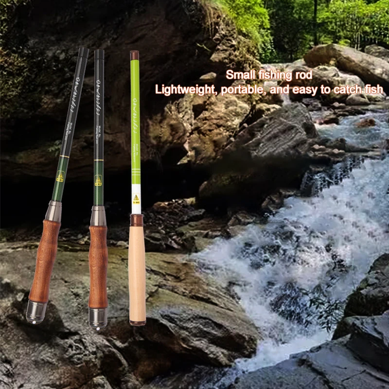 Caña de pescar telescópica ultraligera portátil de fibra de carbono, accesorios de pesca de agua dulce y salada, 1,2/2,1/2,7 m