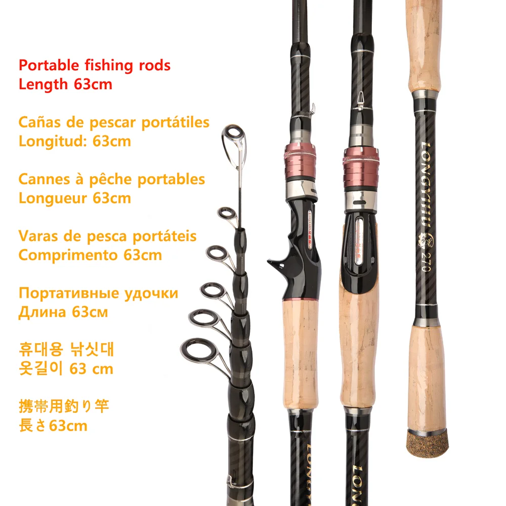 Caña de pescar de 11 libras, caña de señuelo telescópica de fibra de carbono, caña de pescar de trucha de lubina de carpa portátil, cañas de fundición de spinning M ultraligeras - imagen 4