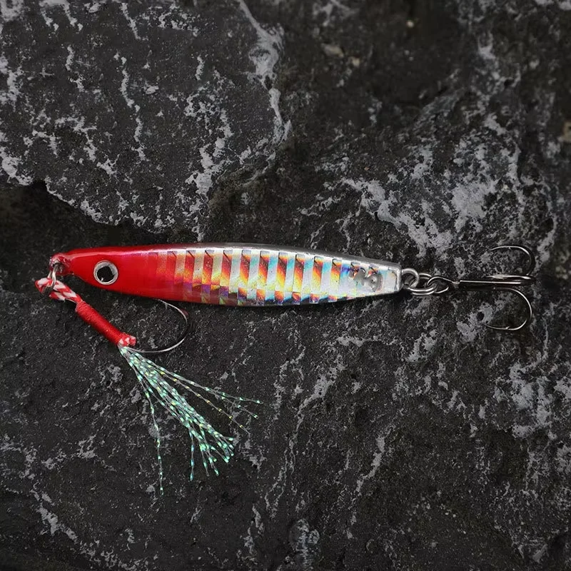 Señuelo de pesca de 7g y 5,3 cm, cuchara vibratoria, cebo duro de Metal, acabado láser, atractor de peces artificiales para lubina, salmón, Lucio, perca, curricán