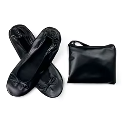 Bailarinas plegables y portátiles suaves, punta redonda enrollable, zapato plegable con lazo, zapatilla de vestir transpirable para mujer, fiesta de boda