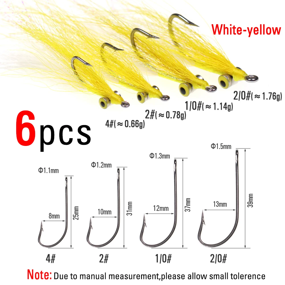 6pcs White Yellow