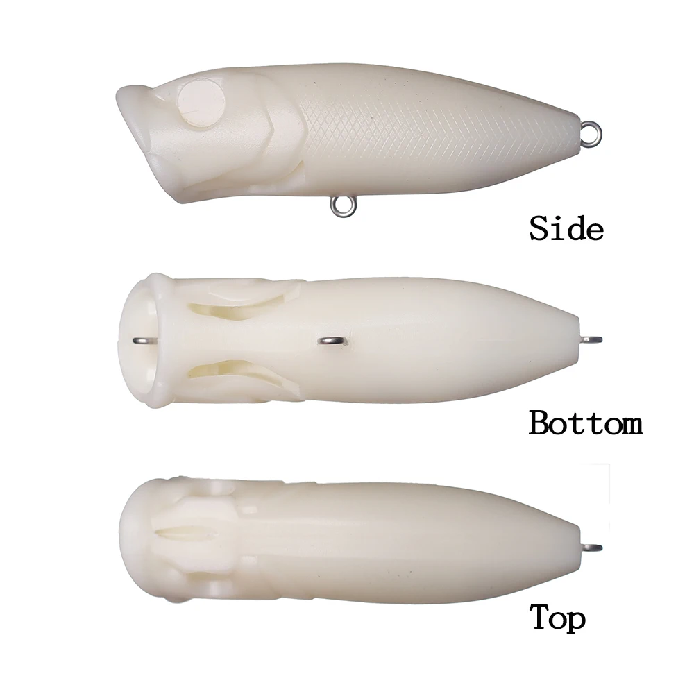Chan'sHuang 20 piezas cebo en blanco sin pintar 7cm 10g sonajero Topwater boca abierta Popper DIY Señuelos de pesca artificiales hechos a mano - imagen 2